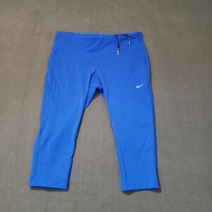 Nike Dri-FIT Running Leggings Womens L Blue Cropped Reflective